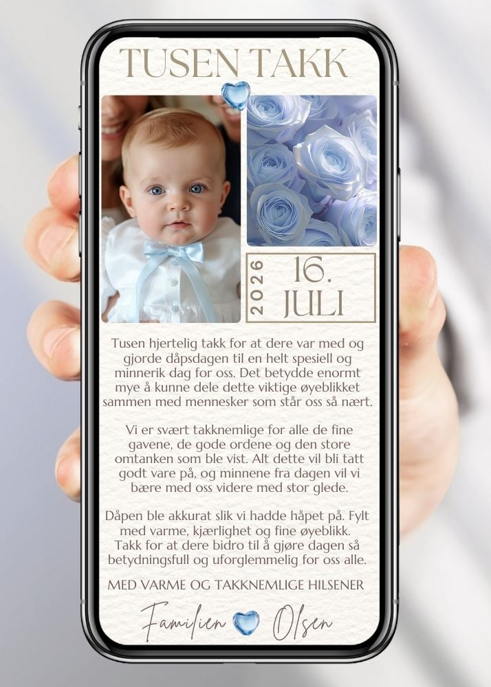 SMS TAKKEKORT TIL DÅP