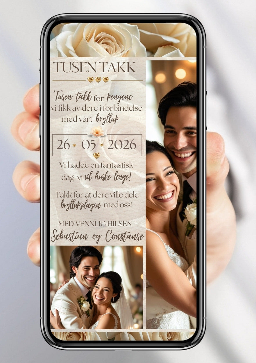 TAKKEKORT BRYLLUP