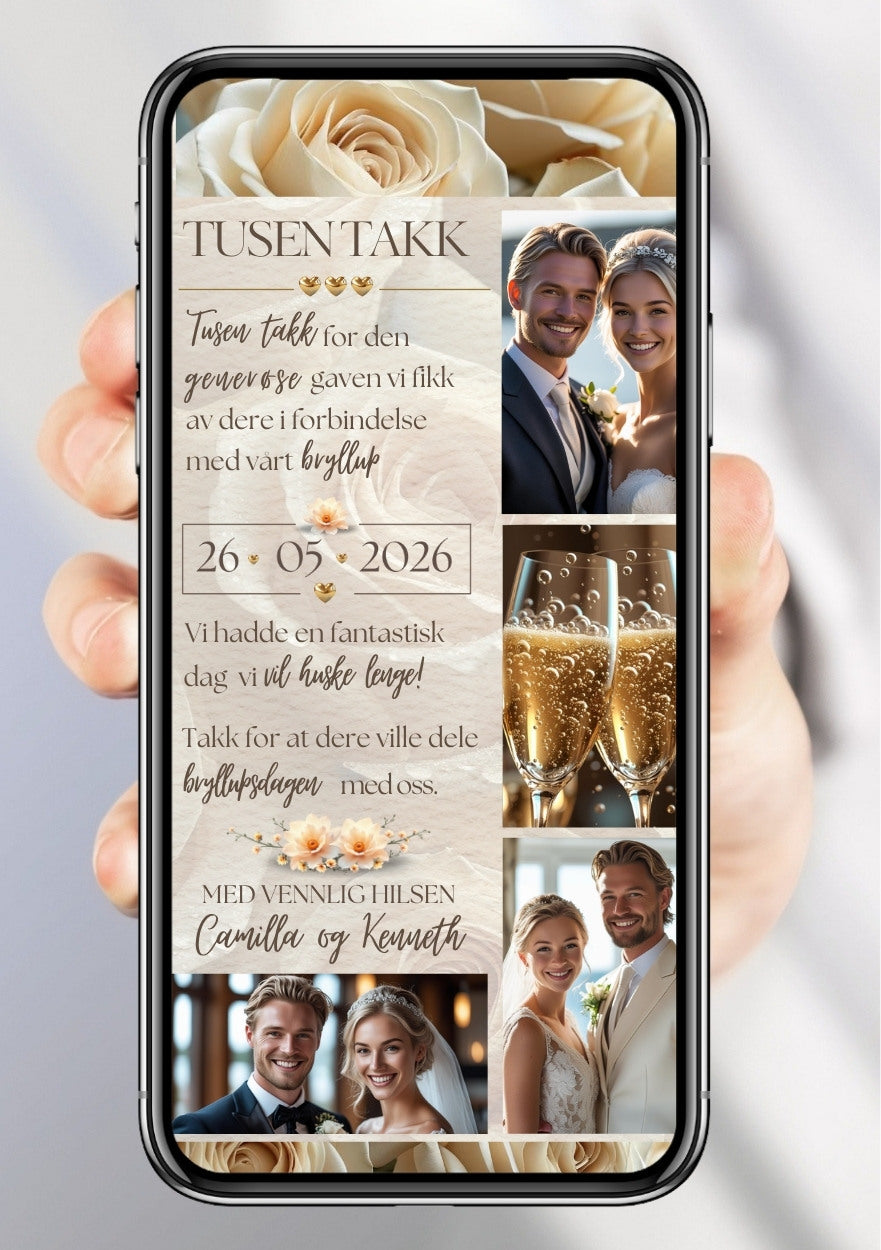 TAKKEKORT BRYLLUP