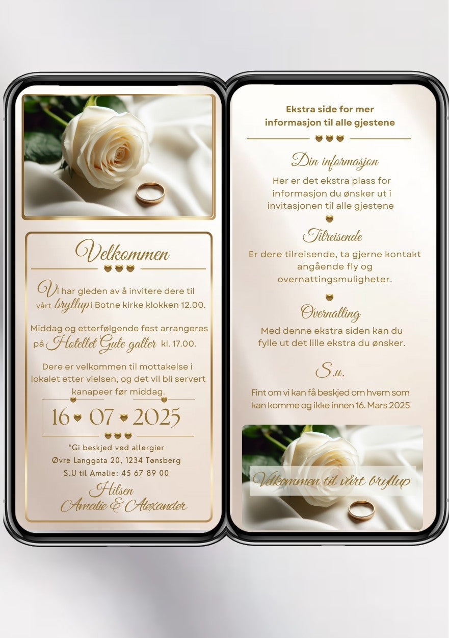2 SIDERS BRYLLUPSINVITASJON