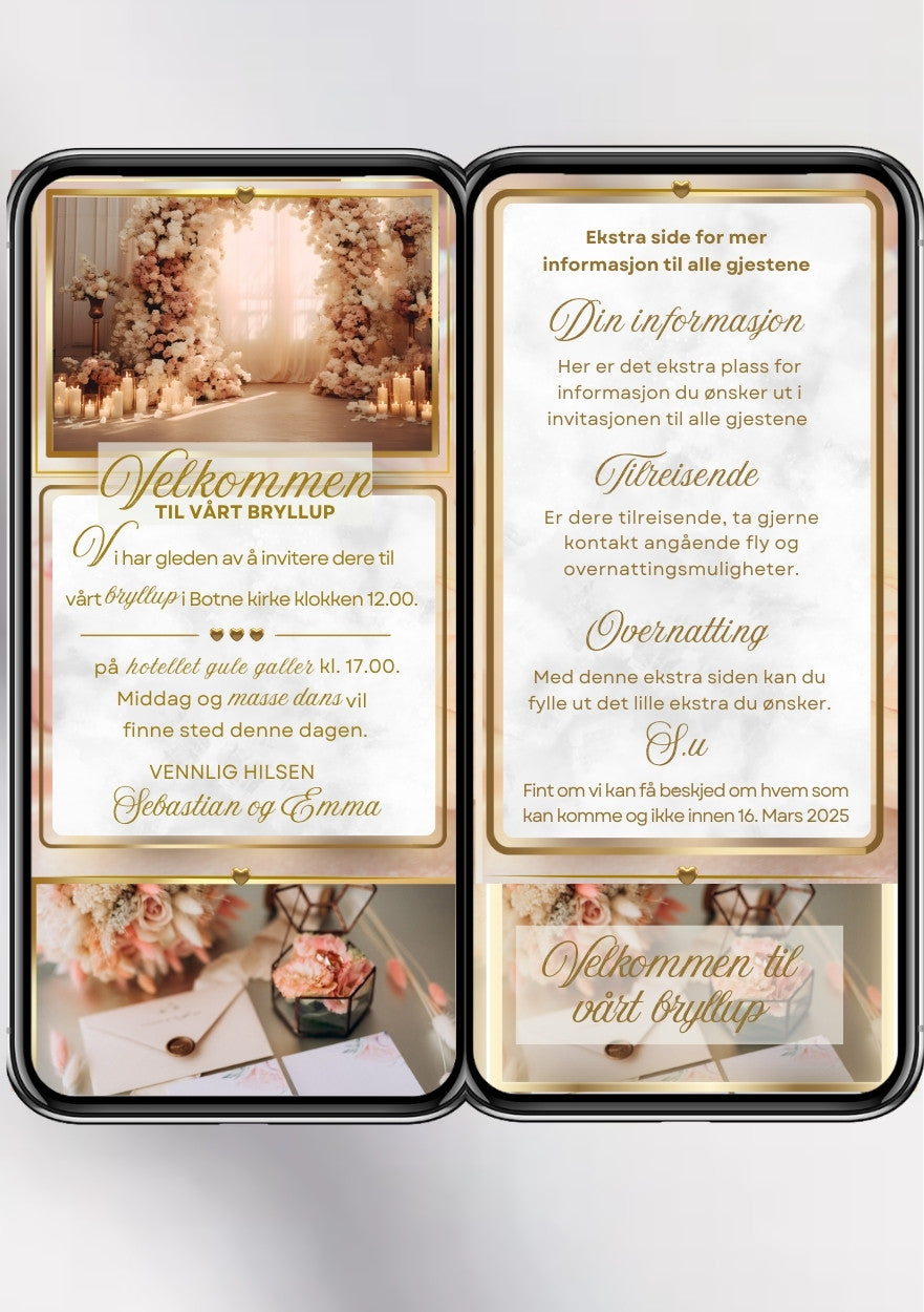 2 SIDERS BRYLLUPSINVITASJON