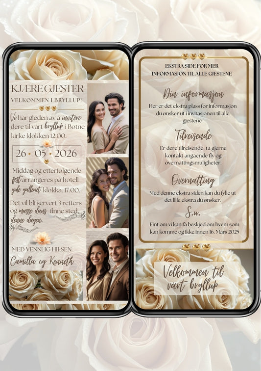 2 SIDERS BRYLLUPSINVITASJON