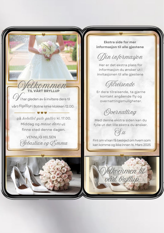 2 SIDERS BRYLLUPSINVITASJON