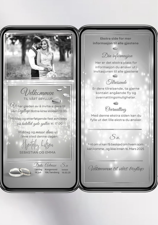 2 SIDERS BRYLLUPSINVITASJON