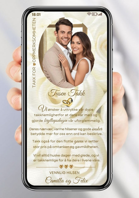 SMS TAKKEKORT BRYLLUP