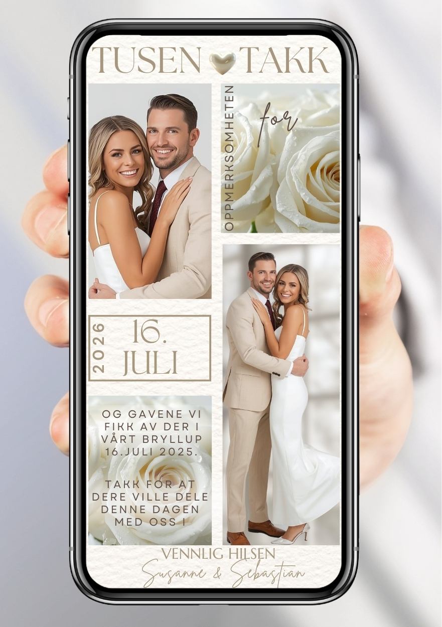 TAKKEKORT BRYLLUP